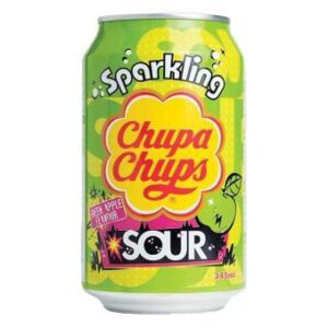 Chupa Chups Sparkling Sour Green Apple Soda 345ml Can