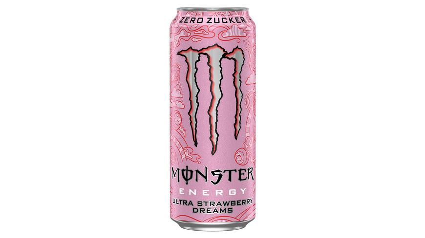 Monster Energy Ultra Strawberry Dreams sans sucre, canette de 473 ml